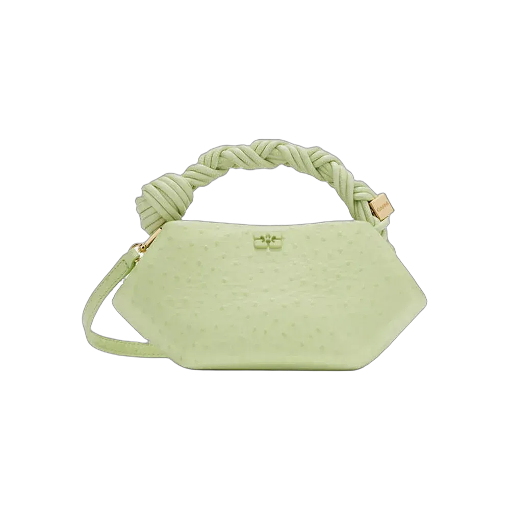 Ganni Mini Bou Bag in Green Ostrich