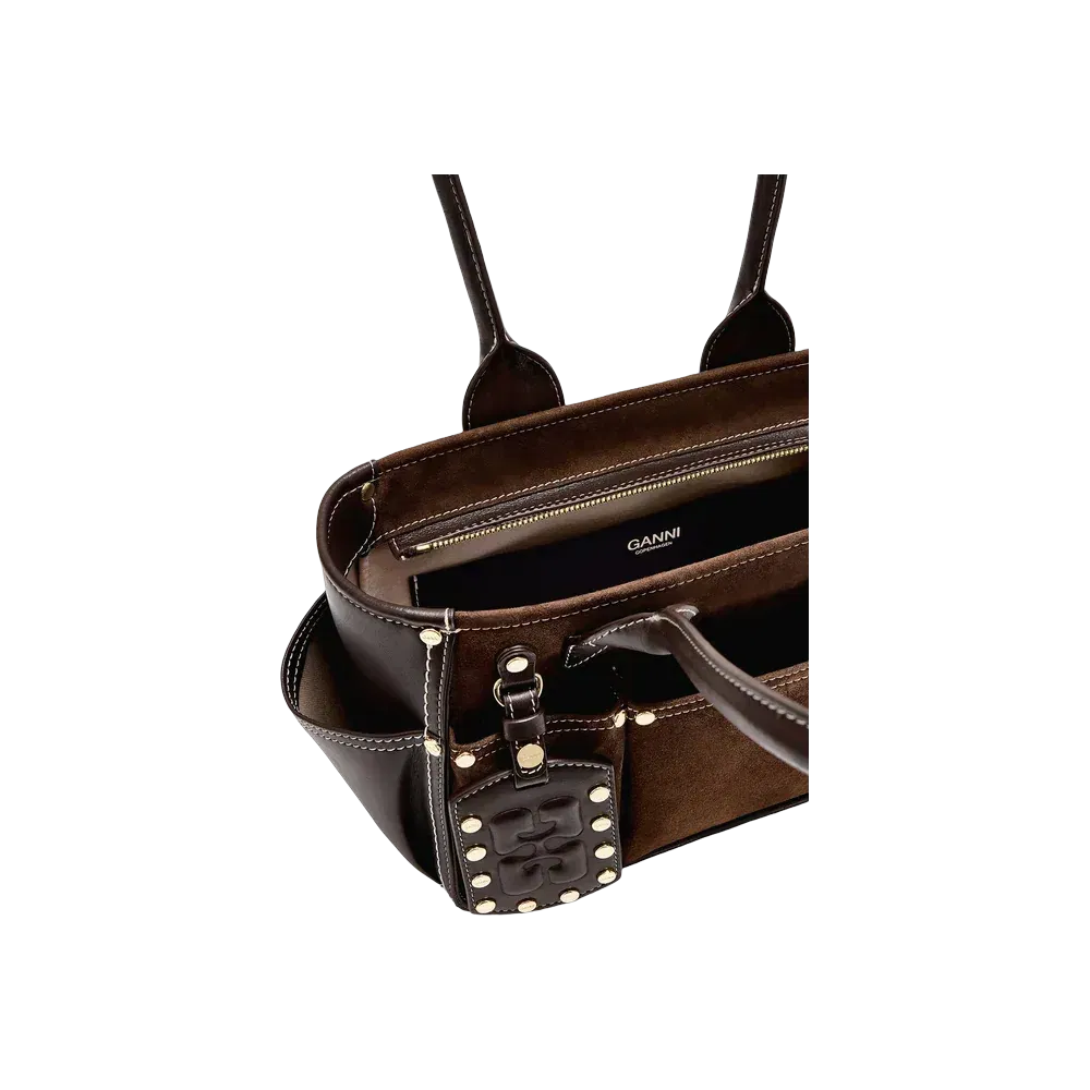 Ganni Small Posy Bag in Brown Suede