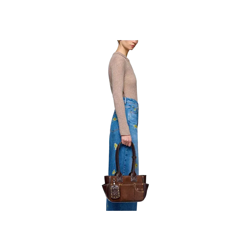 Ganni Small Posy Bag in Brown Suede