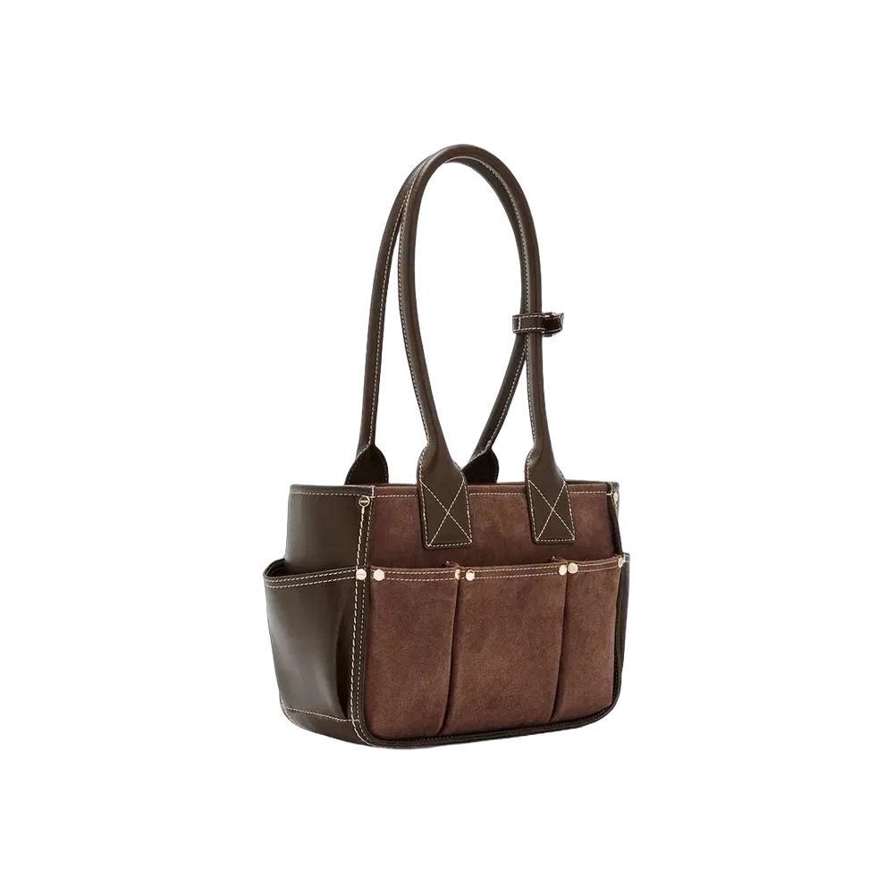 Ganni Small Posy Bag in Brown Suede