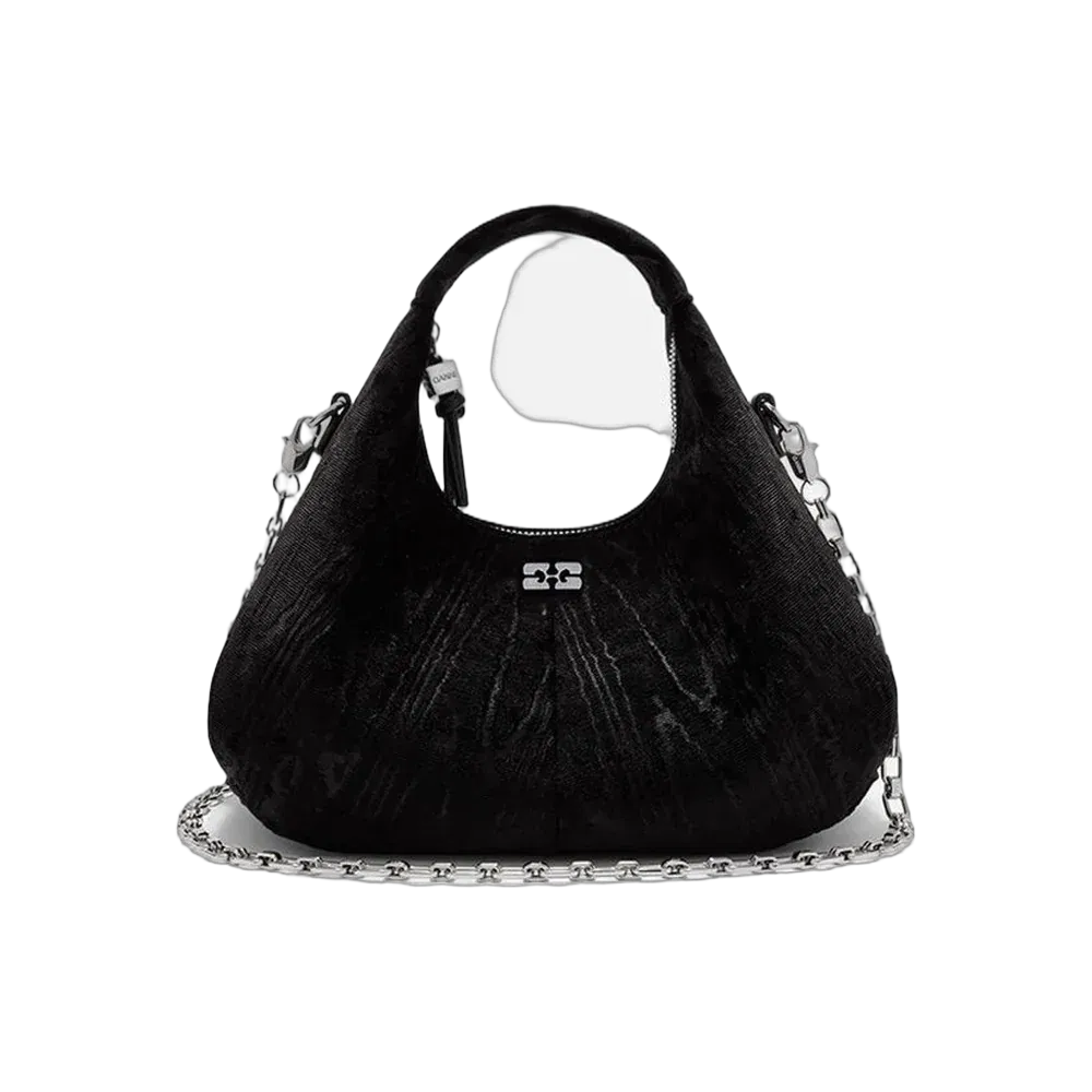 Ganni Velvet Moire Mini Hobo Bag