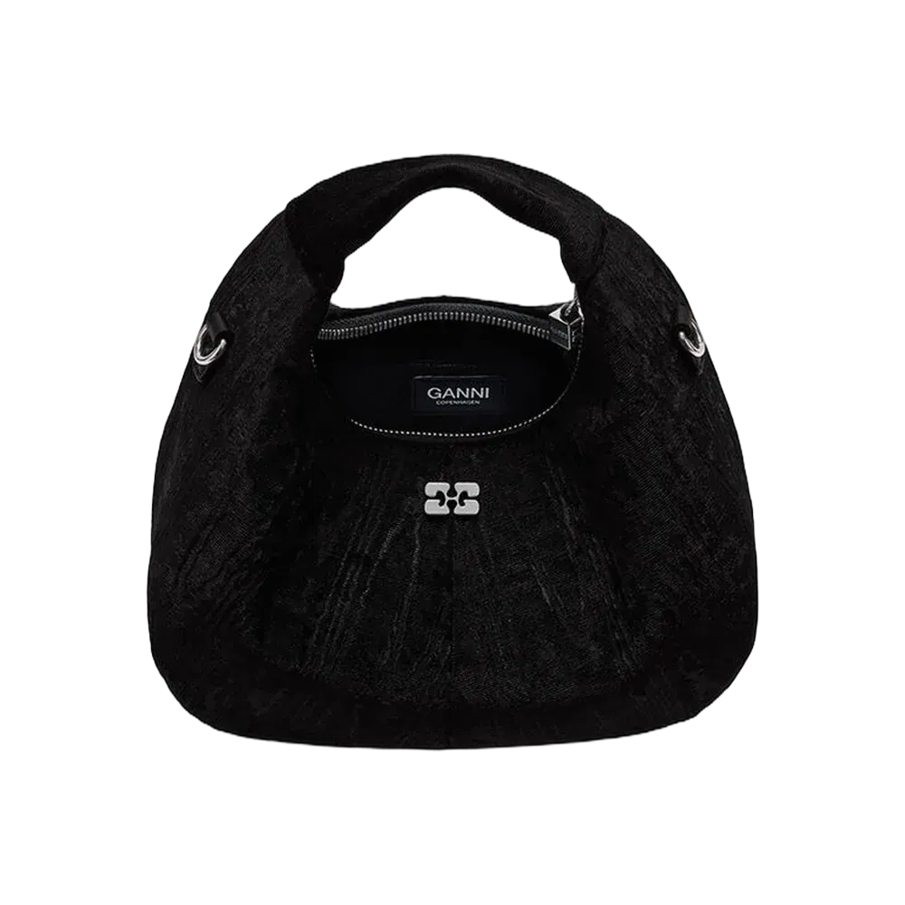 Ganni Velvet Moire Mini Hobo Bag