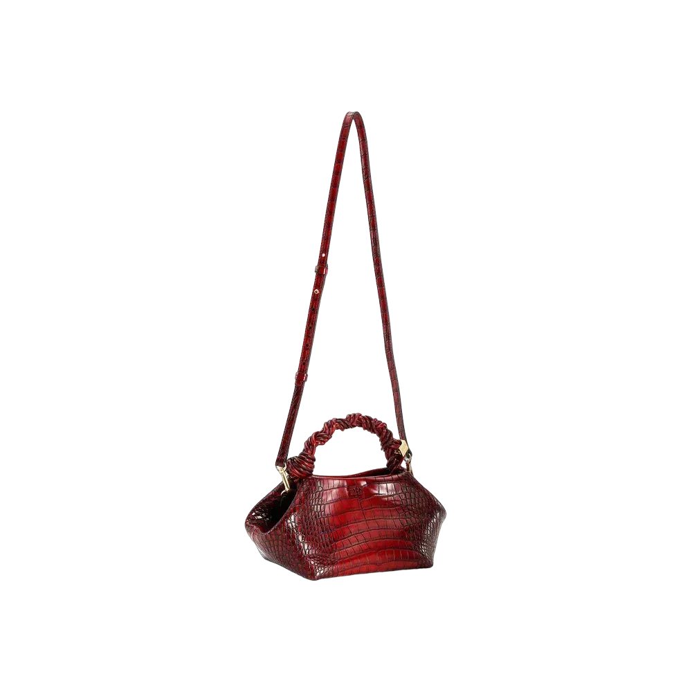 Ganni Burgundy Croco Small Bou Bag