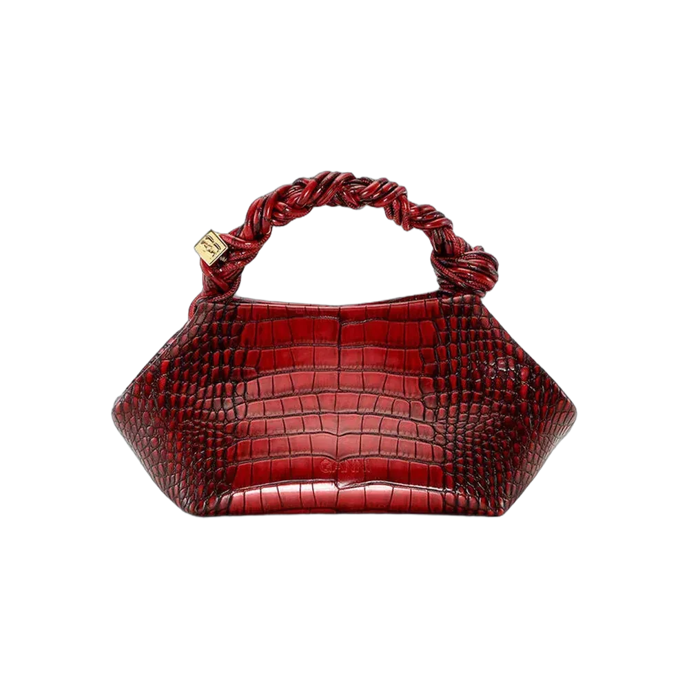 Ganni Burgundy Croco Small Bou Bag