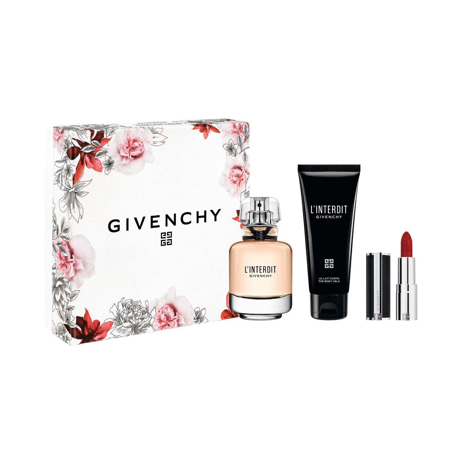 Givenchy L'Interdit Gift Set (Eau De Parfum 50ml + Body Lotion 75ml + Le Rouge Interdit 333) - Givenchy