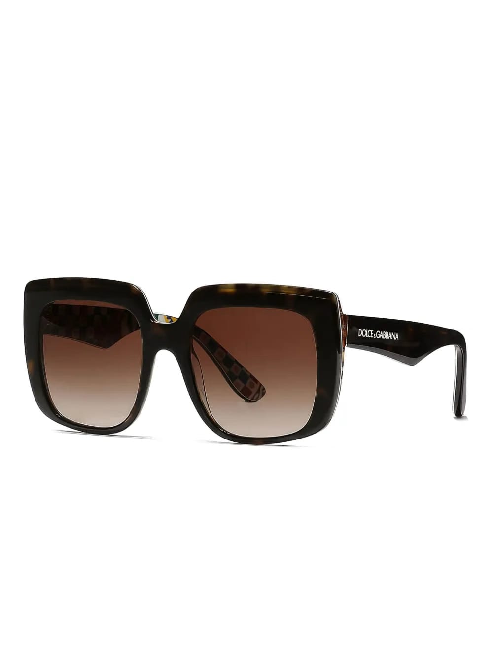 print-pattern square-frame sunglasses