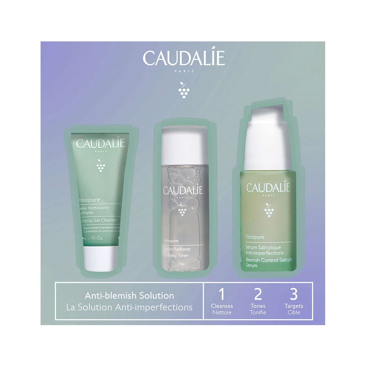 Caudalie Vinopure Anti-Blemish Solution Set (3Pcs) - Caudalie