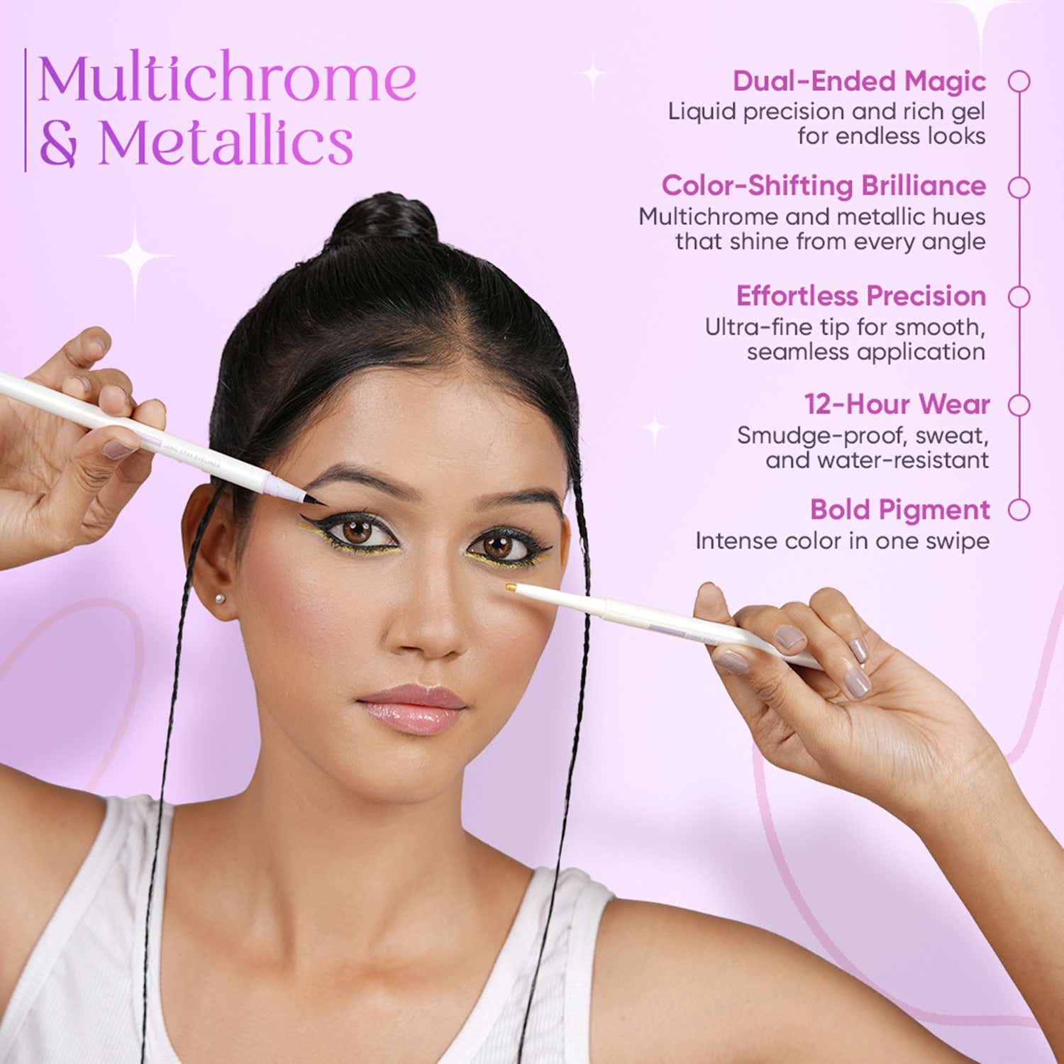 Charmacy Milano Duo Drama Eyeliner - Multichrome and Metallics - 02 (0.76 g) - Charmacy Milano
