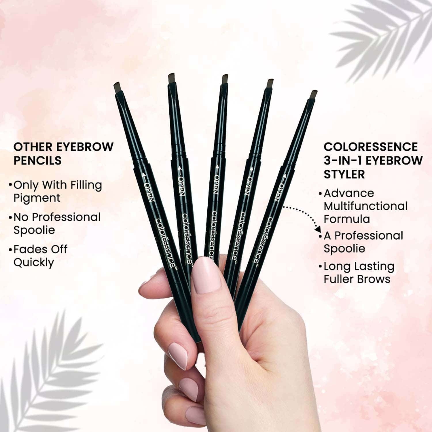 Coloressence 3 In 1 Multifunction Eyebrow Styler - Dark Brown (0.72 g) - Coloressence
