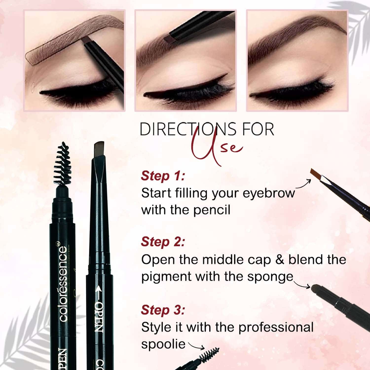 Coloressence 3 In 1 Multifunction Eyebrow Styler - Dark Brown (0.72 g) - Coloressence