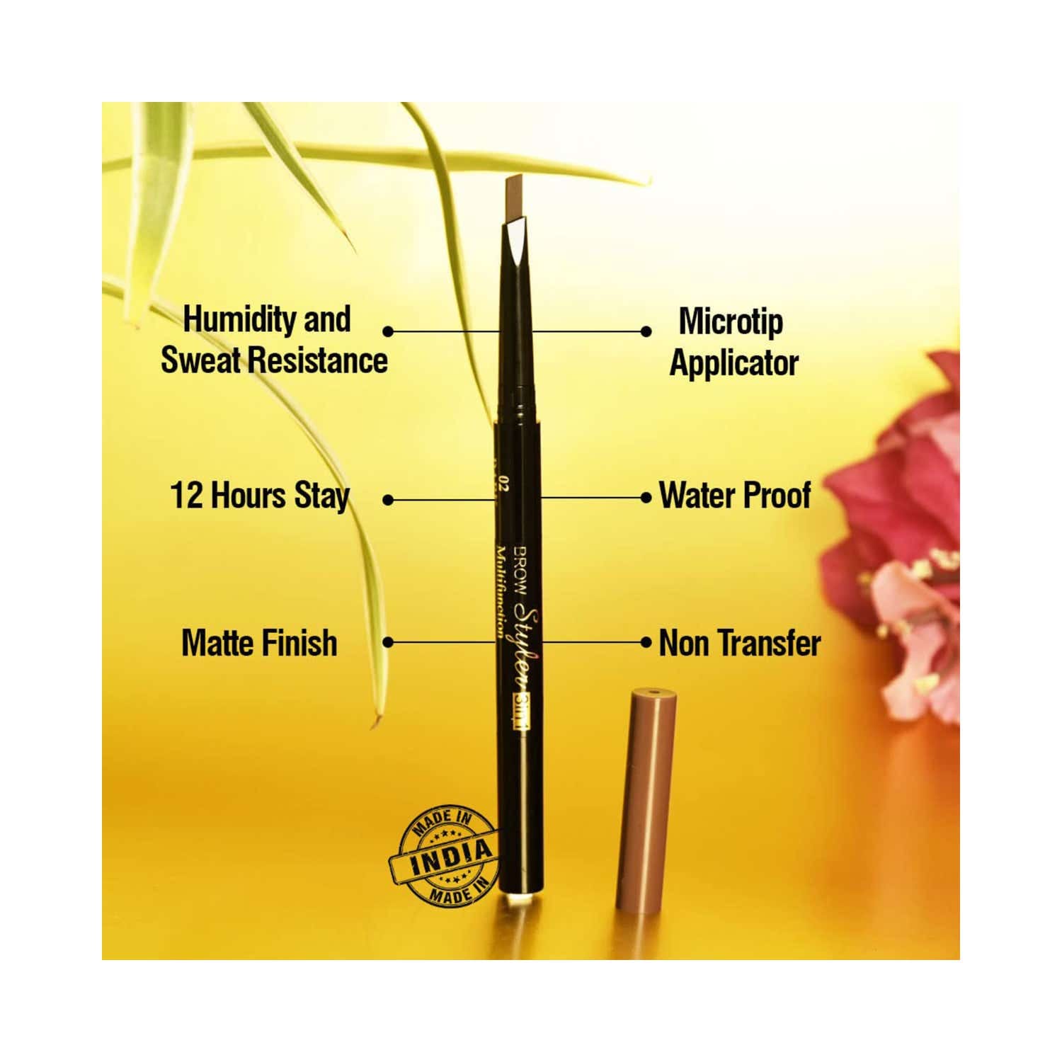 Coloressence 3-In-1 Multifunction Eye Brow Styler - Black (0.72 g) - Coloressence