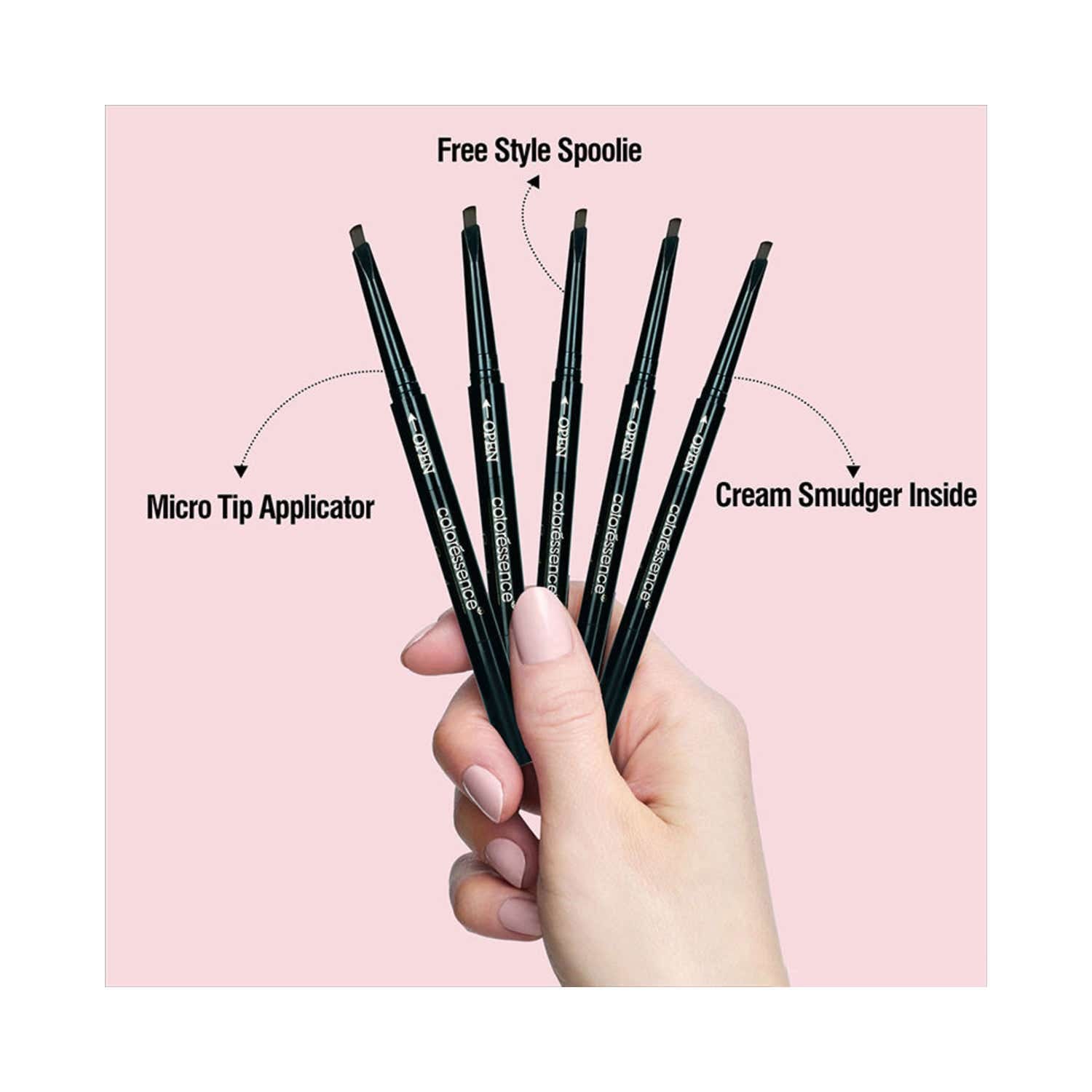 Coloressence 3-In-1 Multifunction Eye Brow Styler - Black (0.72 g) - Coloressence