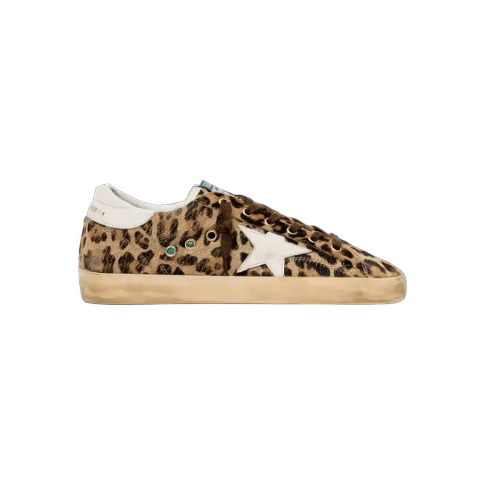 Golden Goose Super-Star In Leopard-Print Pony Skin With Leather Star And Heel Tab
