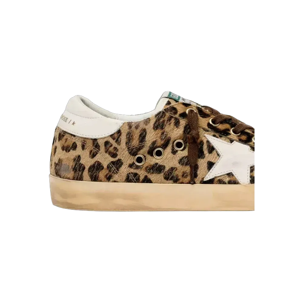 Golden Goose Super-Star In Leopard-Print Pony Skin With Leather Star And Heel Tab