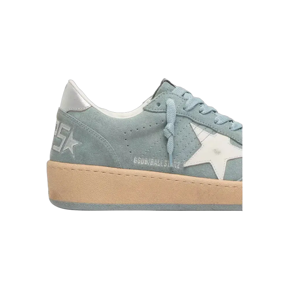 Golden Goose Ball Star In Light Blue Suede With White Star