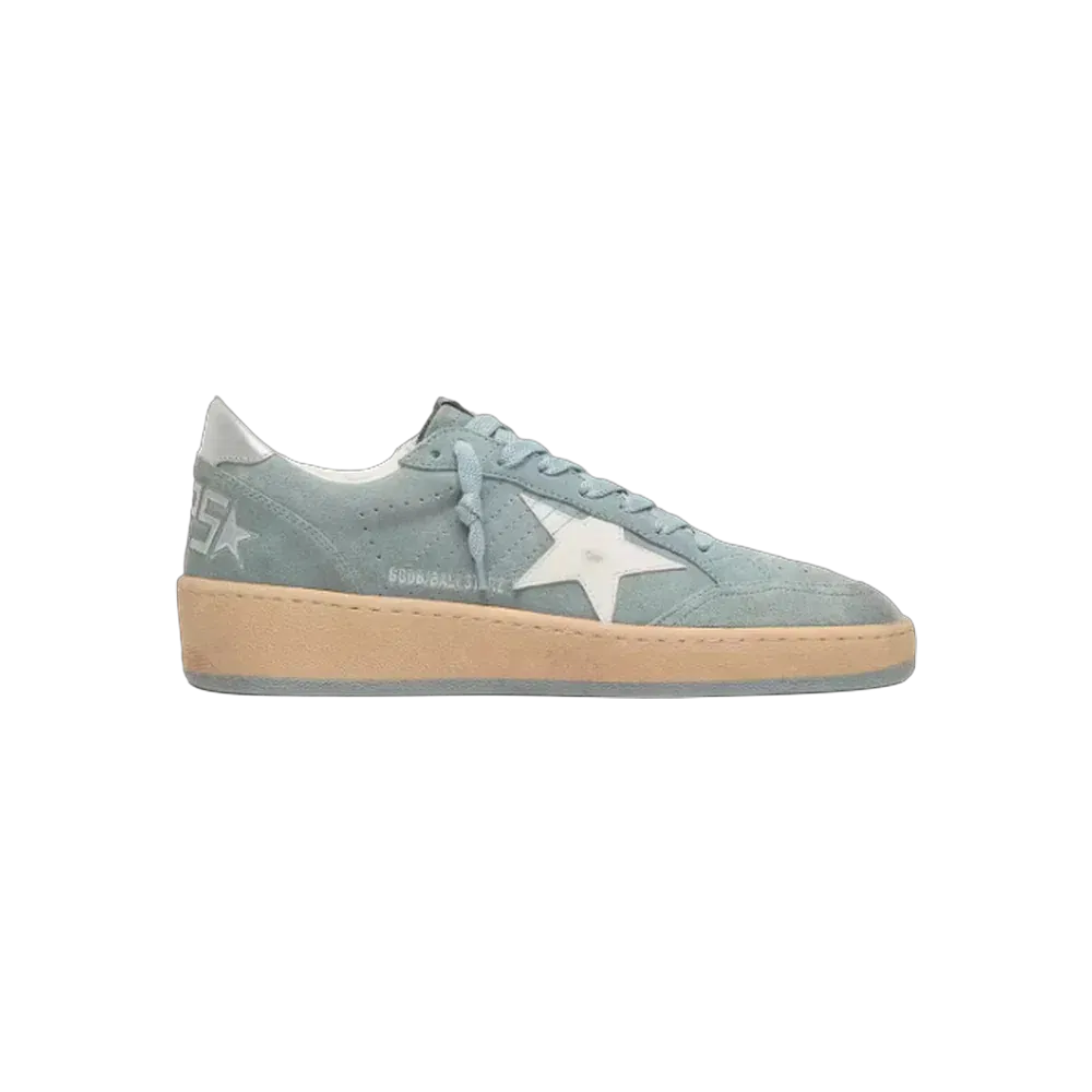 Golden Goose Ball Star In Light Blue Suede With White Star
