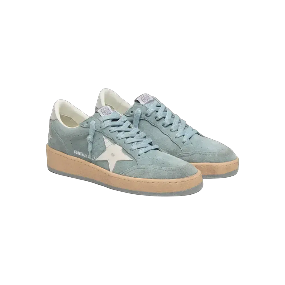 Golden Goose Ball Star In Light Blue Suede With White Star