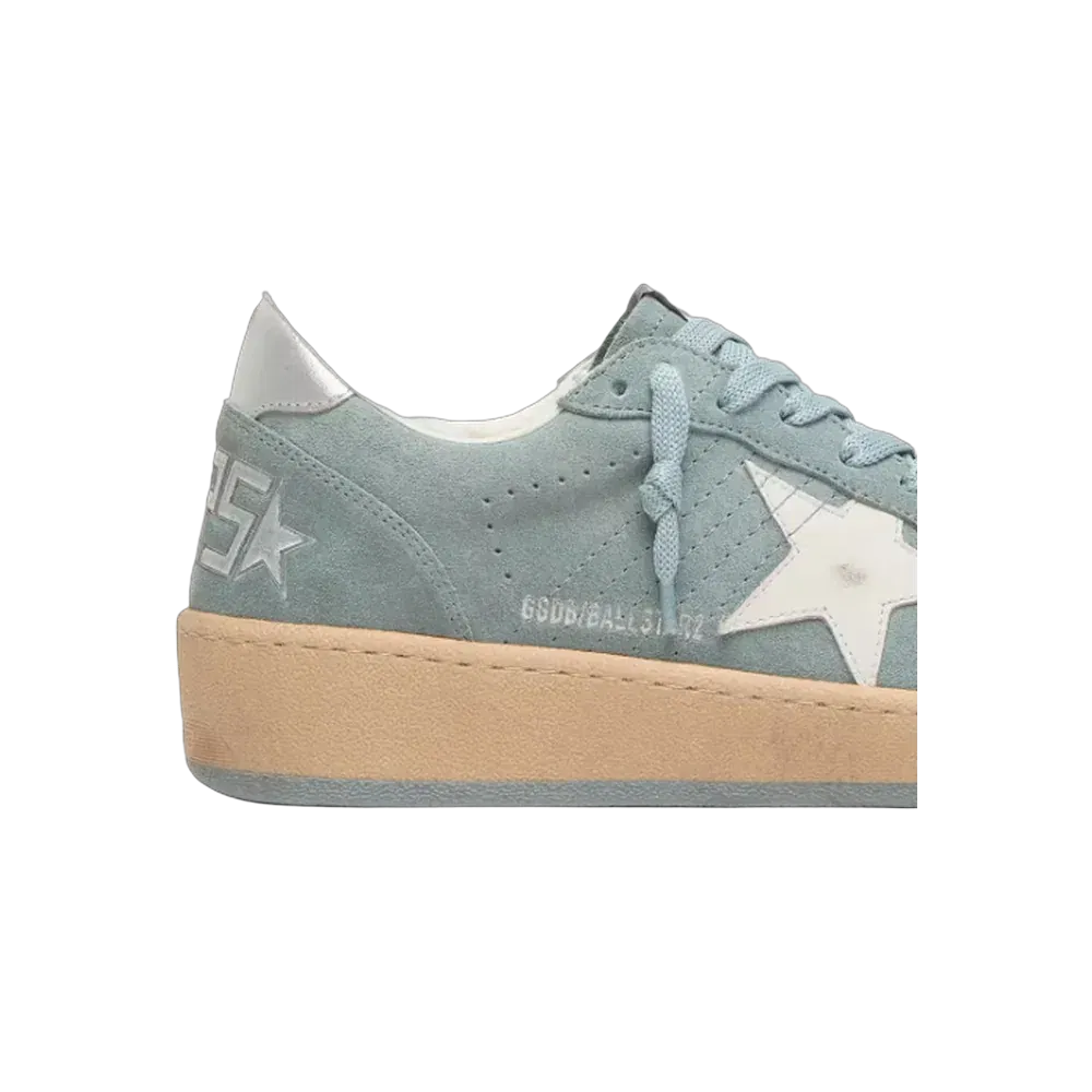 Golden Goose Ball Star In Light Blue Suede With White Star