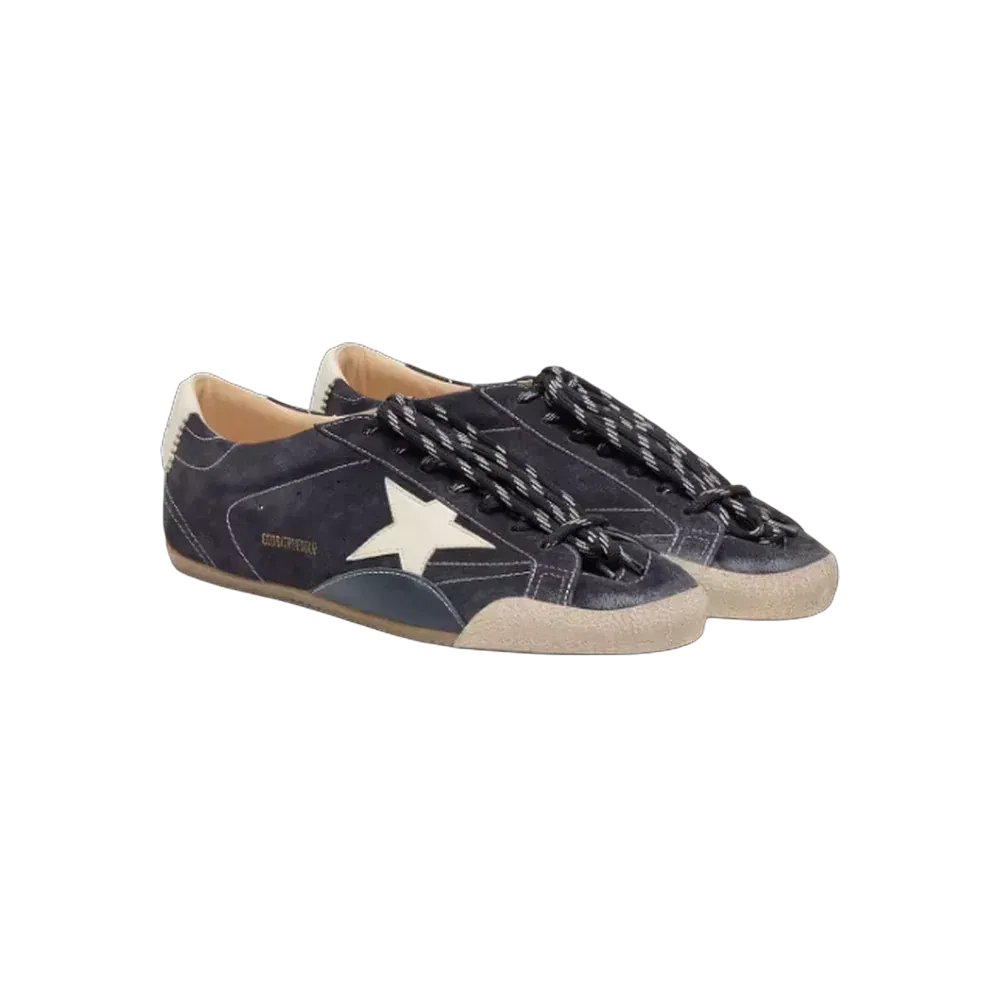 Golden Goose True-Star In Dark Blue Suede With White Nappa Leather Star And Heel Tab