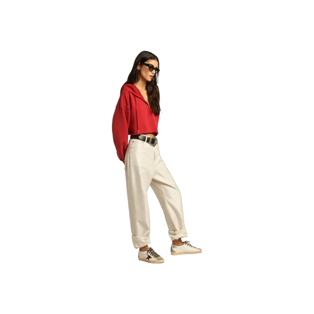 Golden Goose Super-Star With Burgundy Glitter Star And Silver Heel Tab