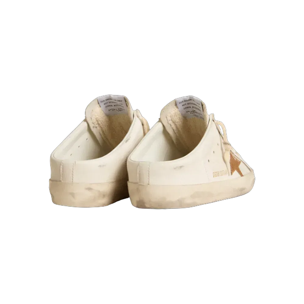 Golden Goose Super-Star Sabots In Leather With Plasticized Gold Glitter Star