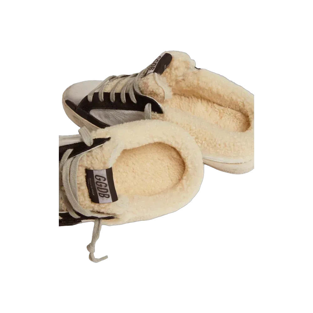 Golden Goose Super-Star Sabot In Silver Laminated Leather With Black Star