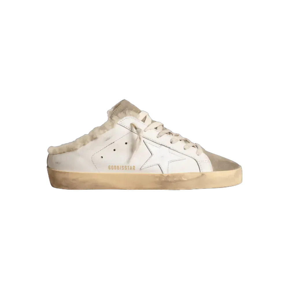 Golden Goose Super-Star Sabots With White Leather Star And Shearling Lining