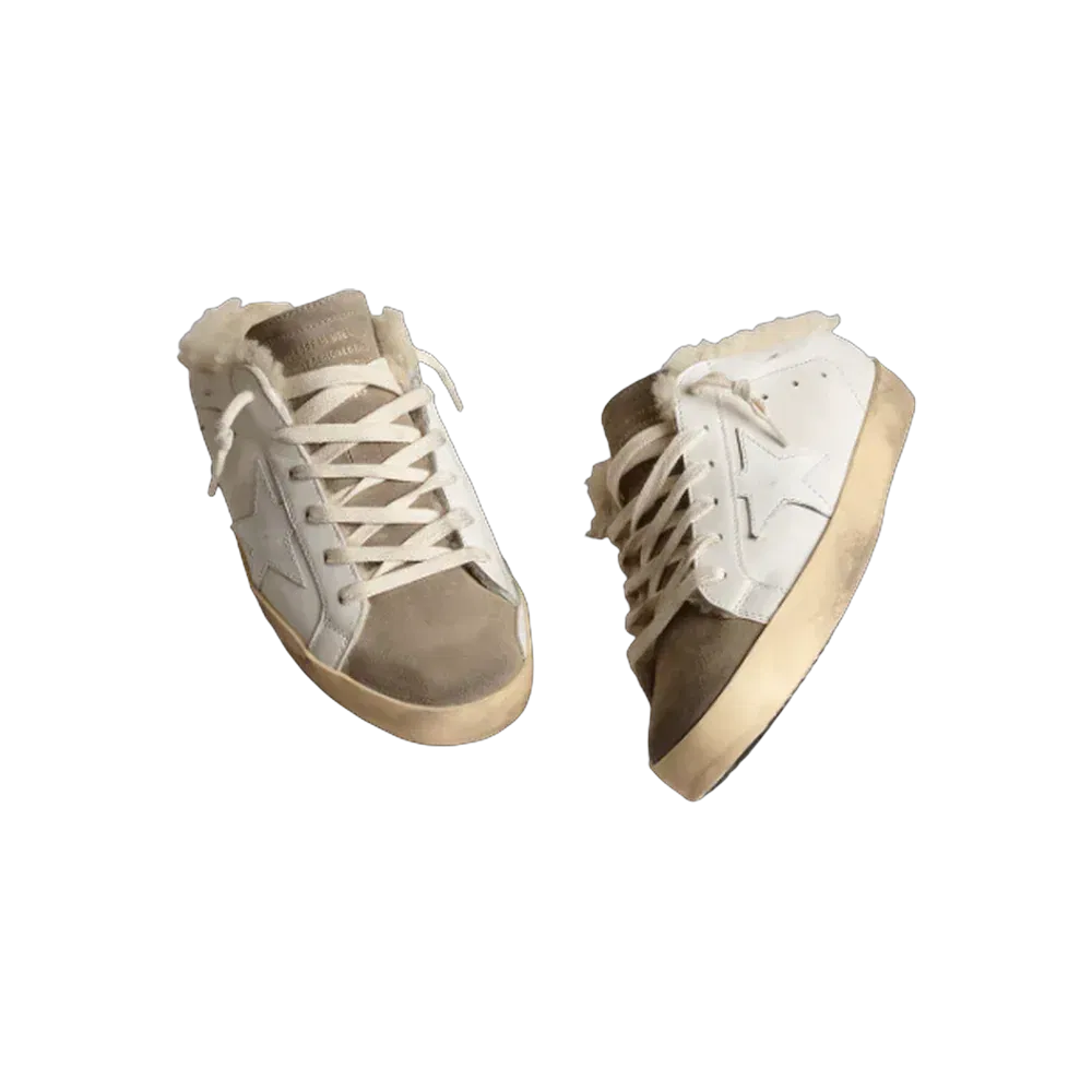 Golden Goose Super-Star Sabots With White Leather Star And Shearling Lining