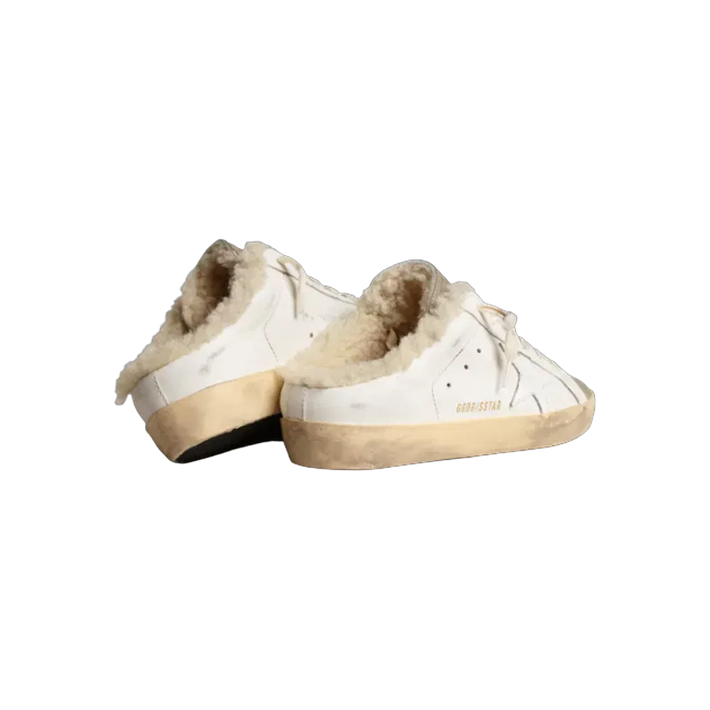 Golden Goose Super-Star Sabots With White Leather Star And Shearling Lining
