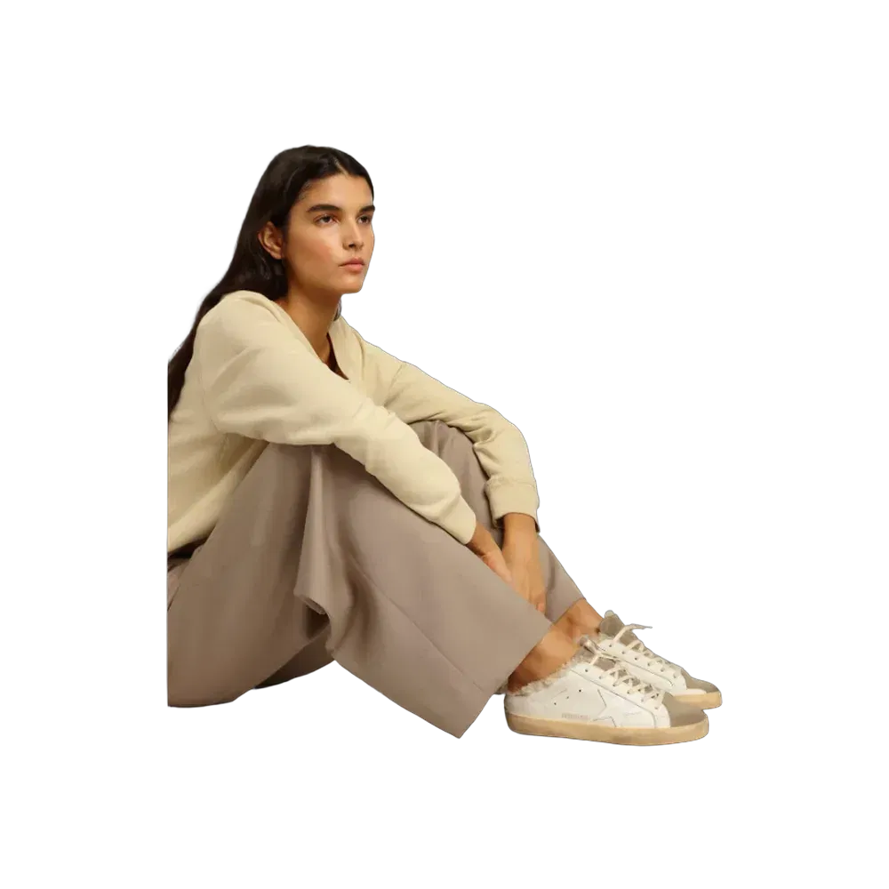 Golden Goose Super-Star Sabots With White Leather Star And Shearling Lining