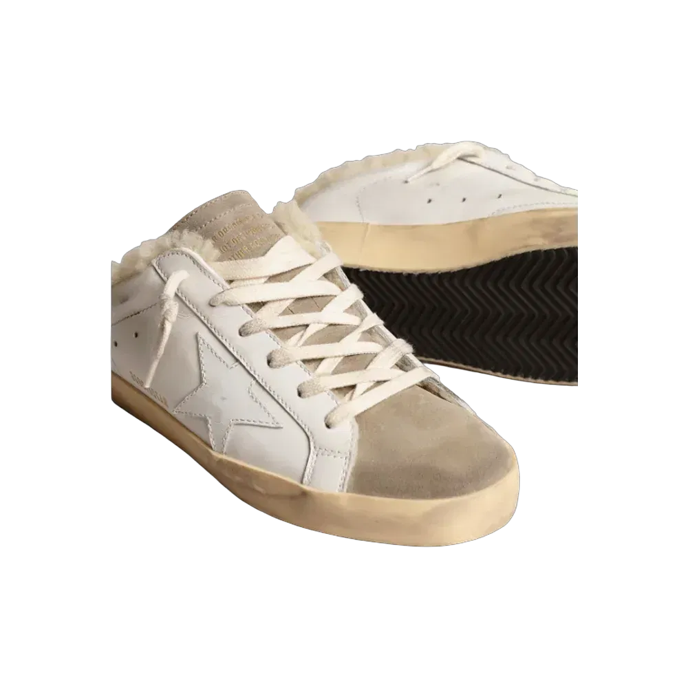 Golden Goose Super-Star Sabots With White Leather Star And Shearling Lining