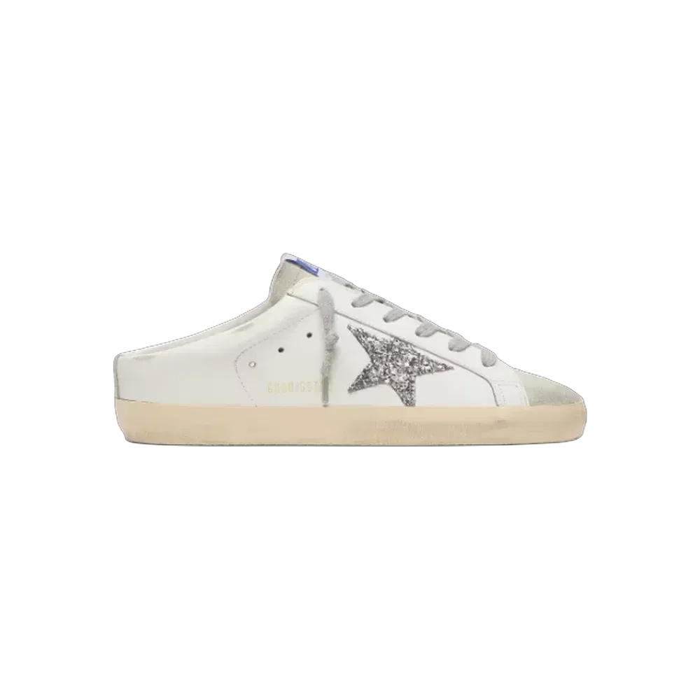 Golden Goose Super-Star Sabot With A Platinum Glitter Star
