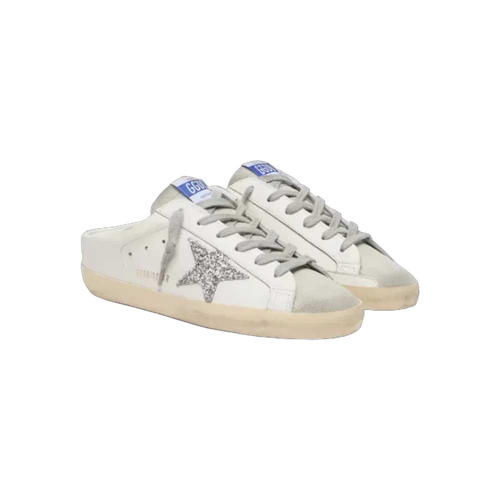 Golden Goose Super-Star Sabot With A Platinum Glitter Star