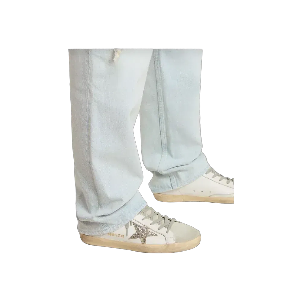 Golden Goose Super-Star Sabot With A Platinum Glitter Star