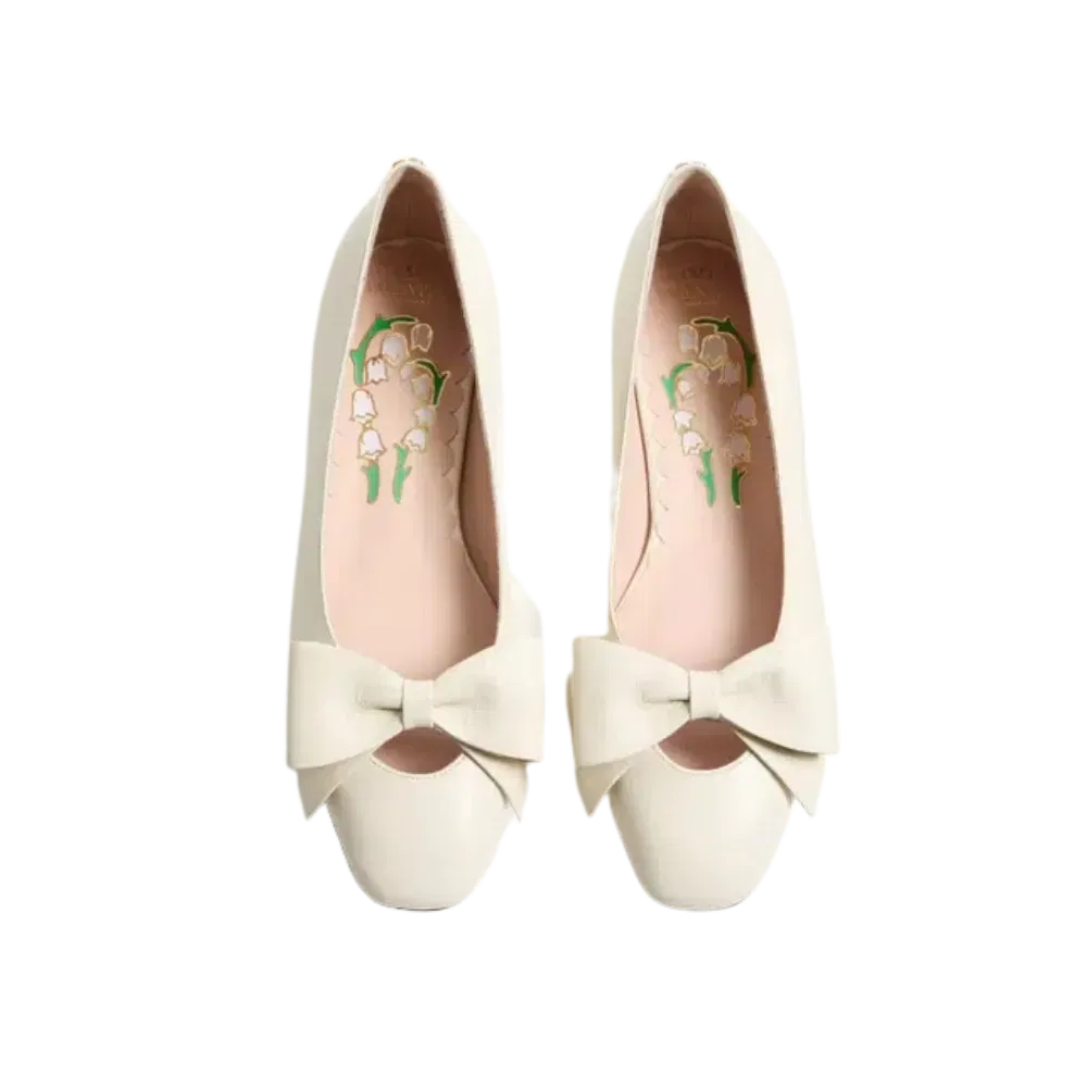 Valentino Bowow Kidskin Ballerina Ivory