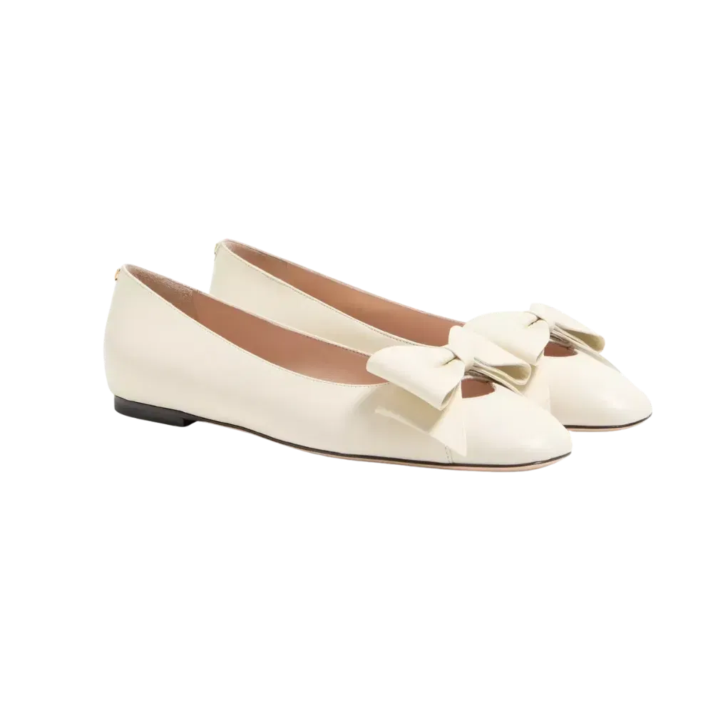 Valentino Bowow Kidskin Ballerina Ivory