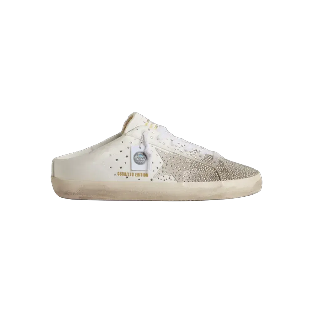 Golden Goose Super-Star Sabot LTD With Gray Suede Star And Swarovski Crystals