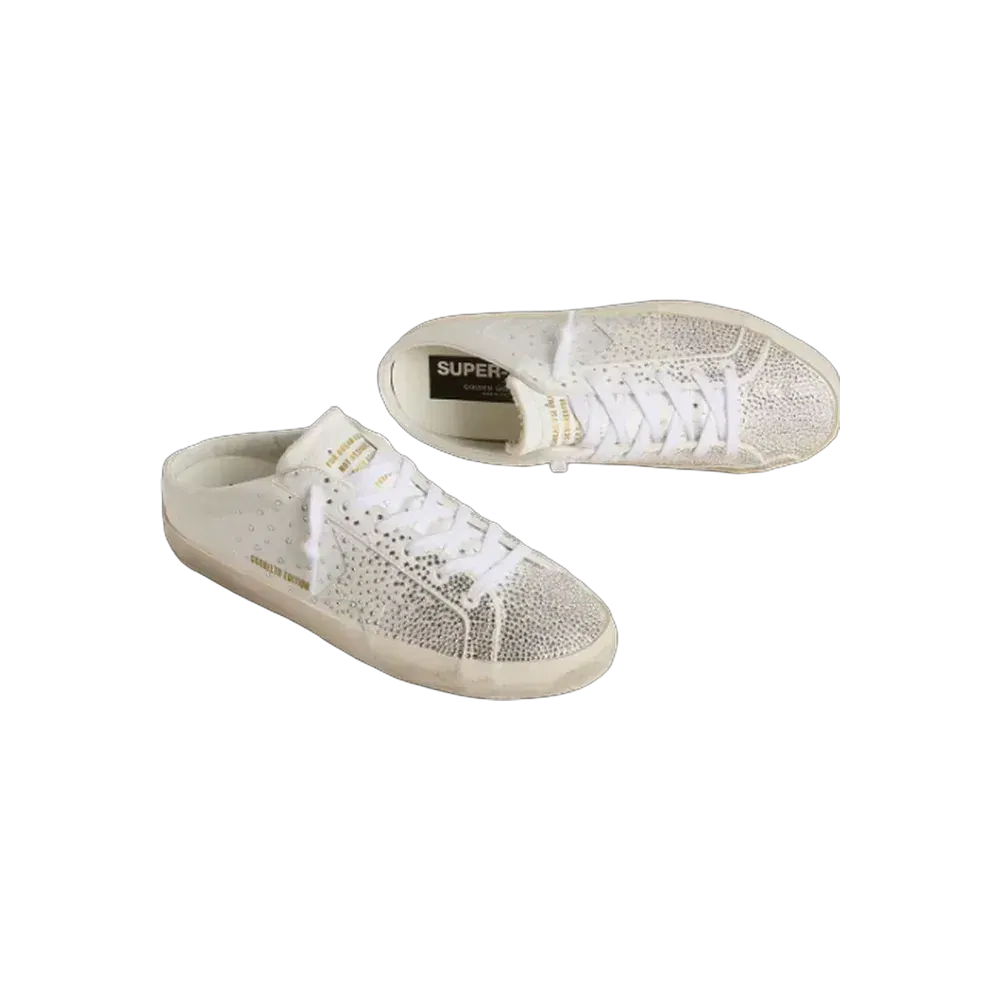 Golden Goose Super-Star Sabot LTD With Gray Suede Star And Swarovski Crystals