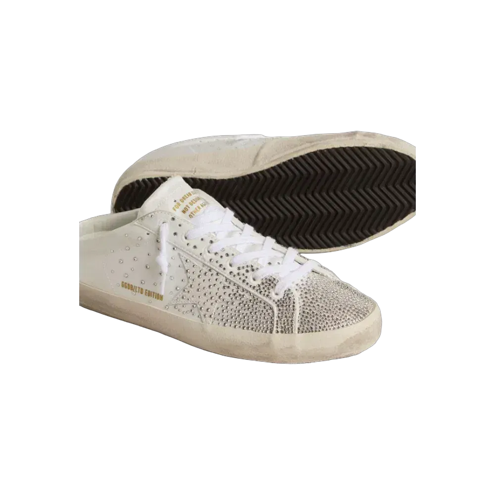 Golden Goose Super-Star Sabot LTD With Gray Suede Star And Swarovski Crystals