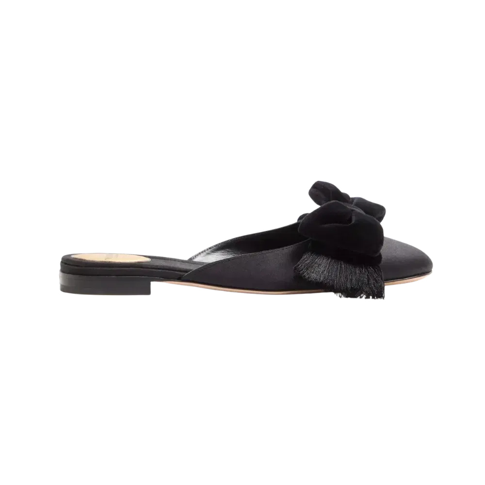 Valentino Reinette Satin Mule Black