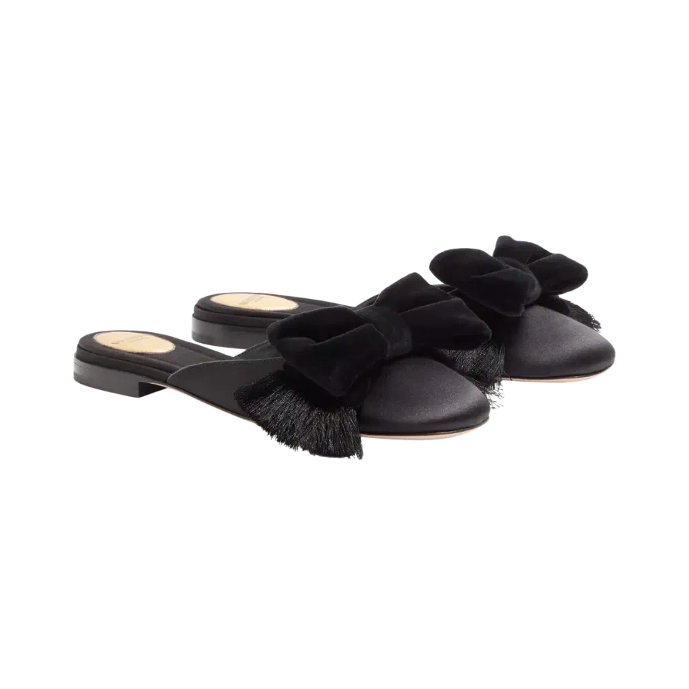 Valentino Reinette Satin Mule Black