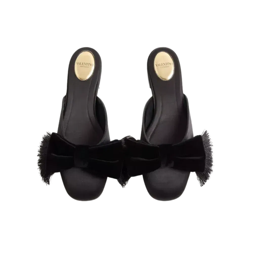 Valentino Reinette Satin Mule Black