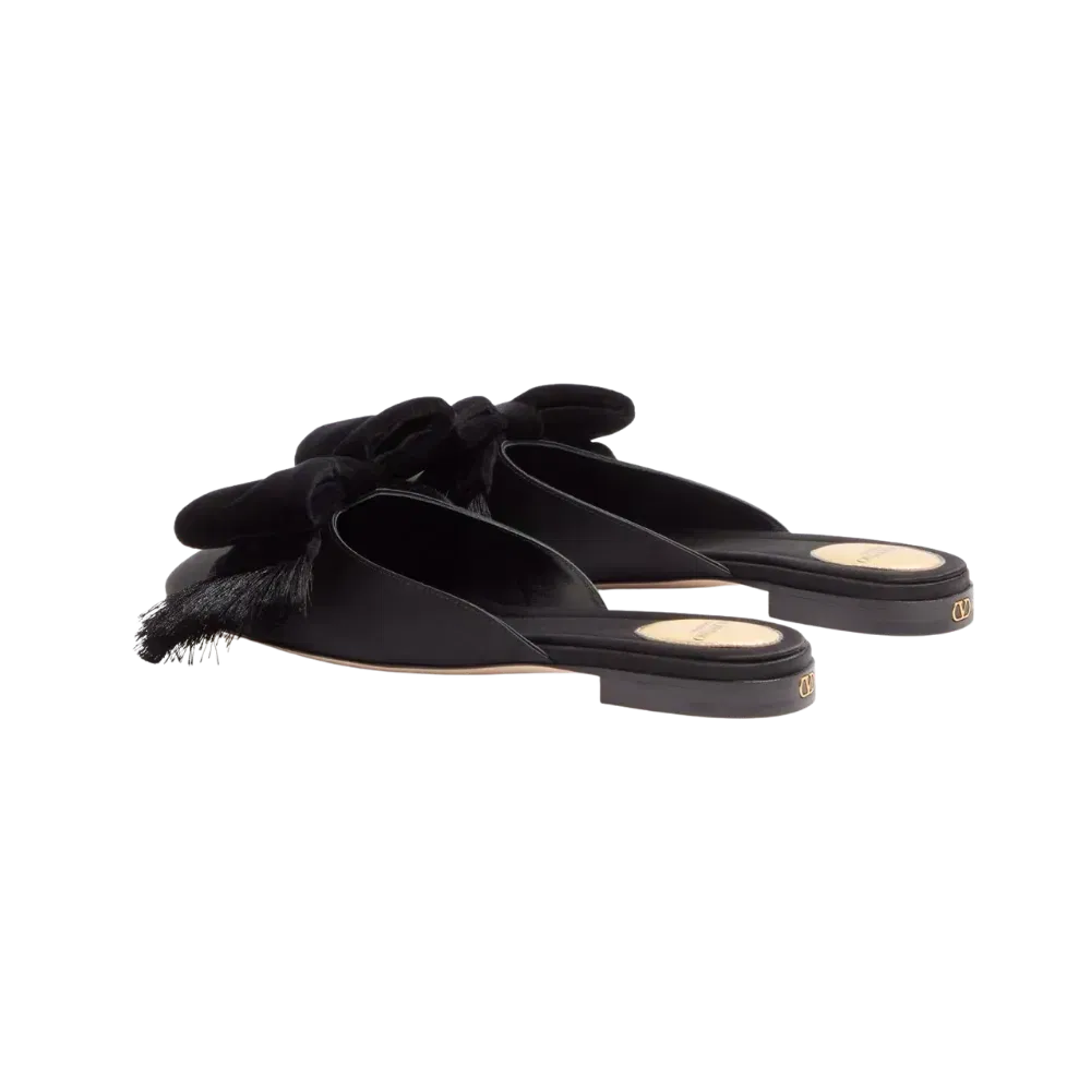 Valentino Reinette Satin Mule Black