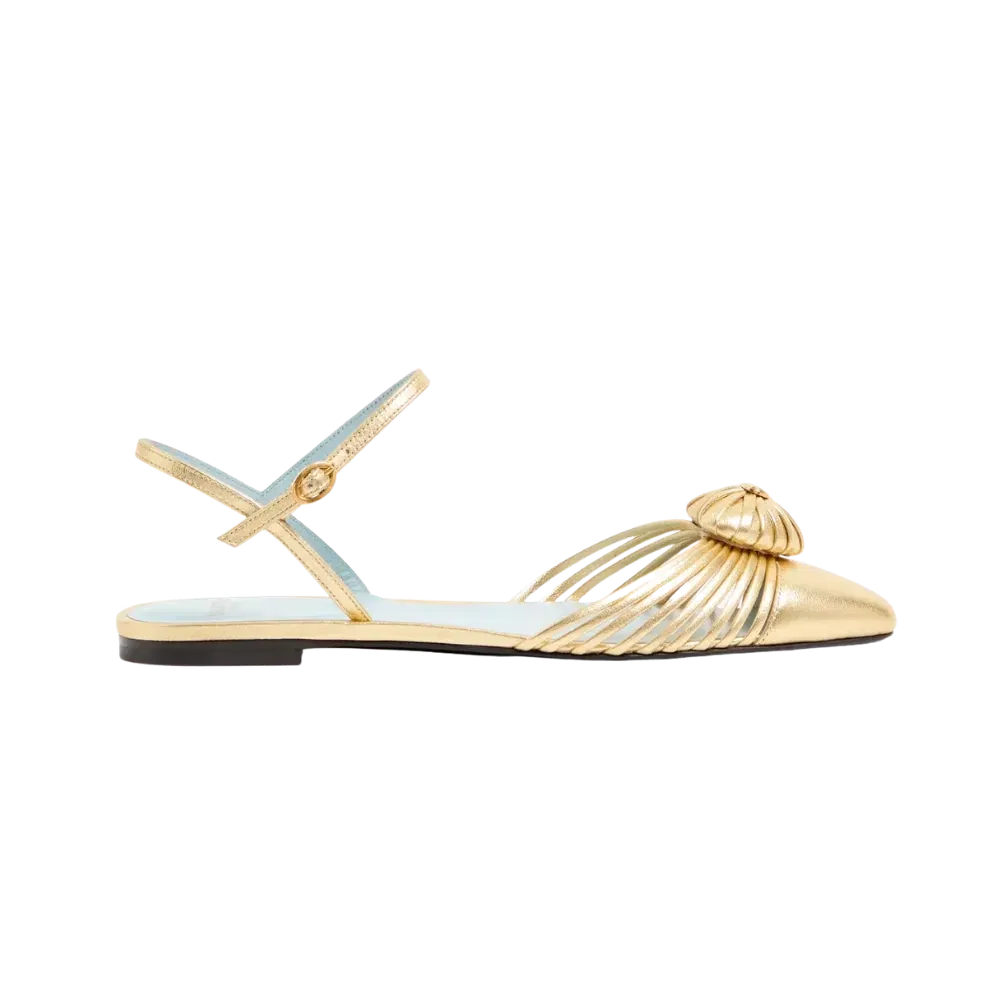 Valentino Coeur Royal Laminated Nappa Ballerina Antique Brass
