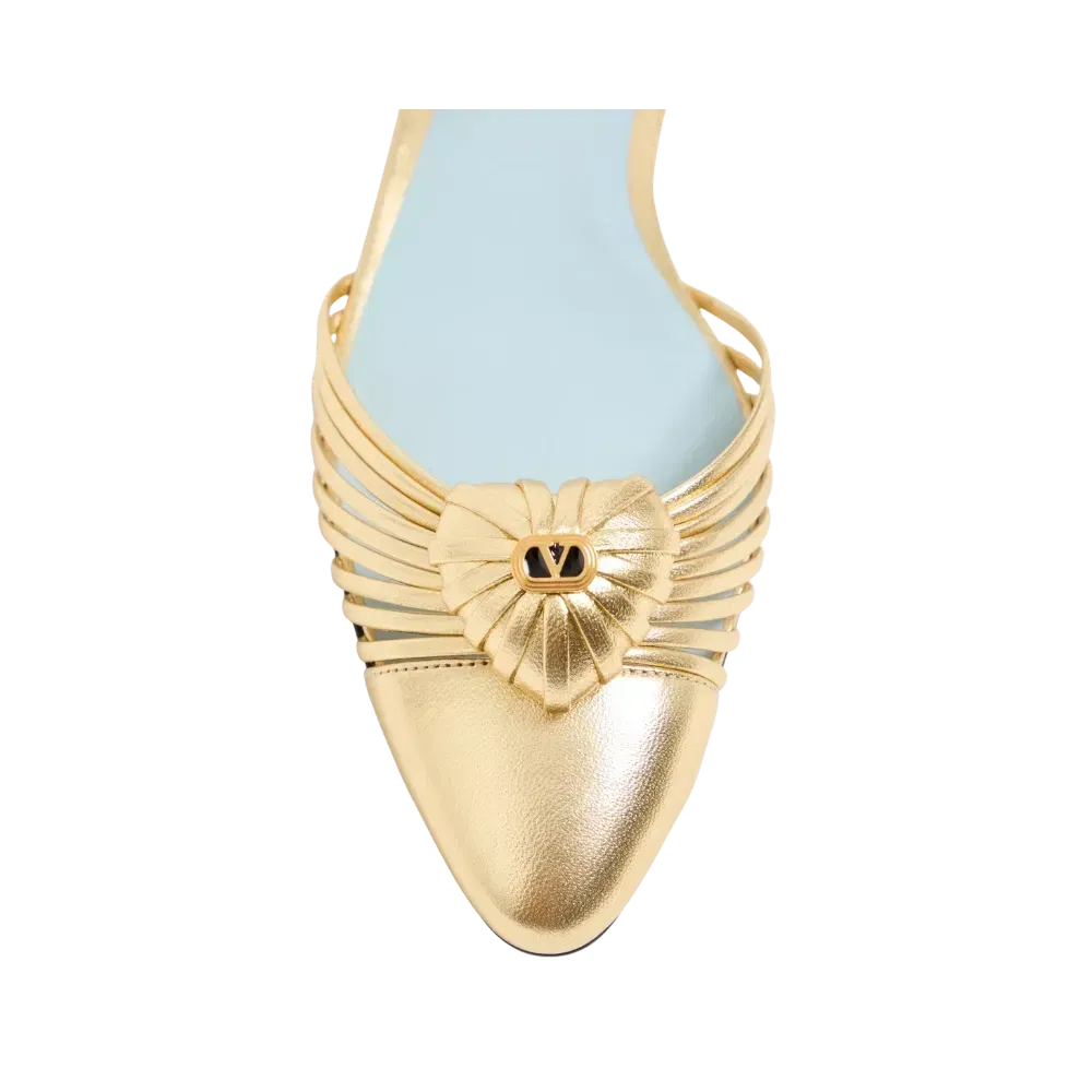 Valentino Coeur Royal Laminated Nappa Ballerina Antique Brass