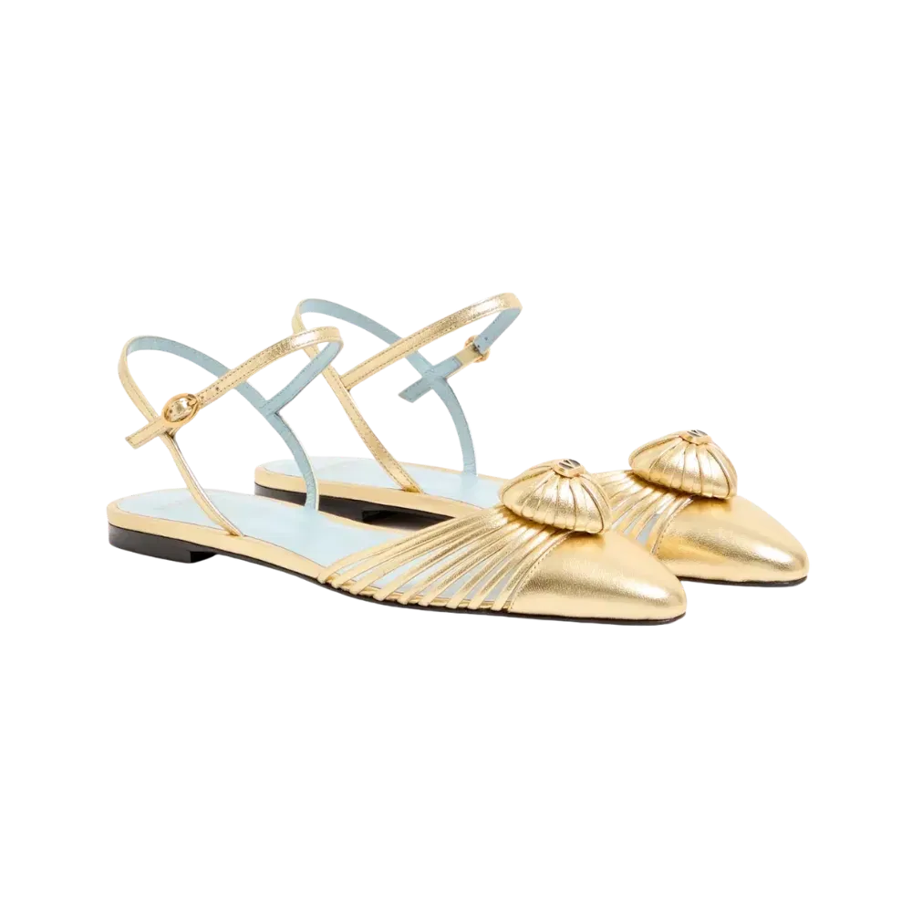 Valentino Coeur Royal Laminated Nappa Ballerina Antique Brass