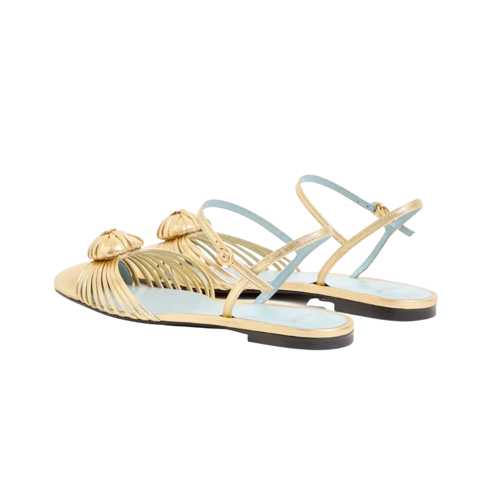 Valentino Coeur Royal Laminated Nappa Ballerina Antique Brass