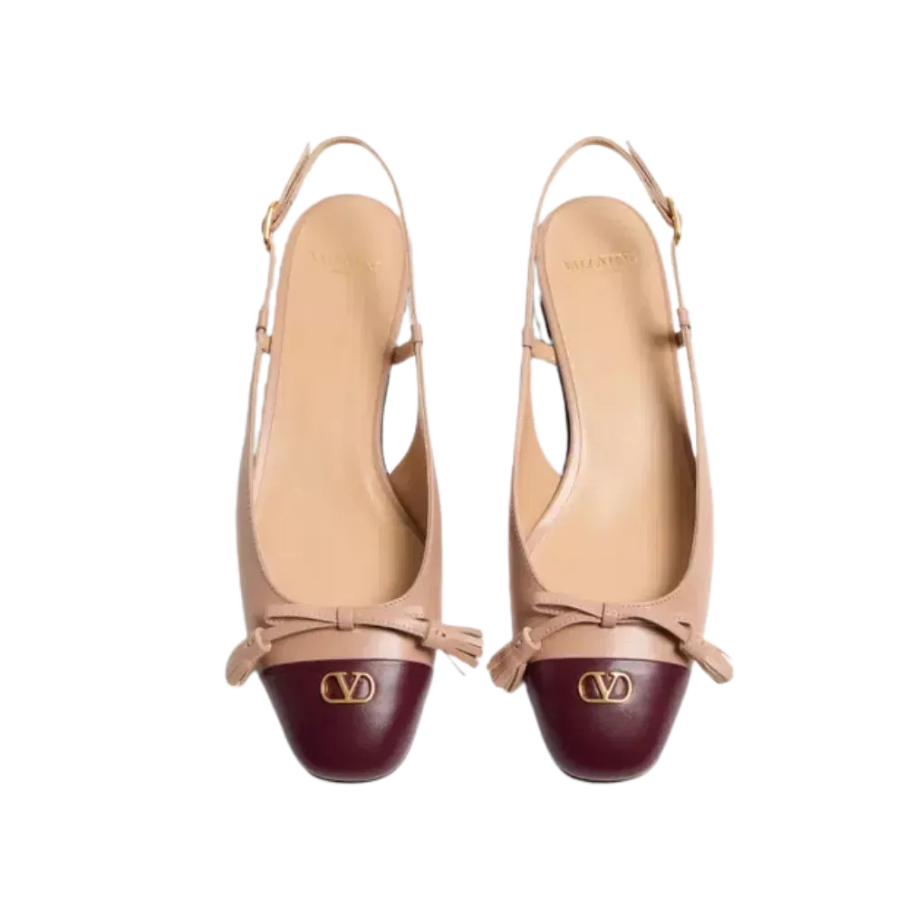 Valentino Valet Du Roi Kid Slingback Ballerina 25mm Rose Cannelle