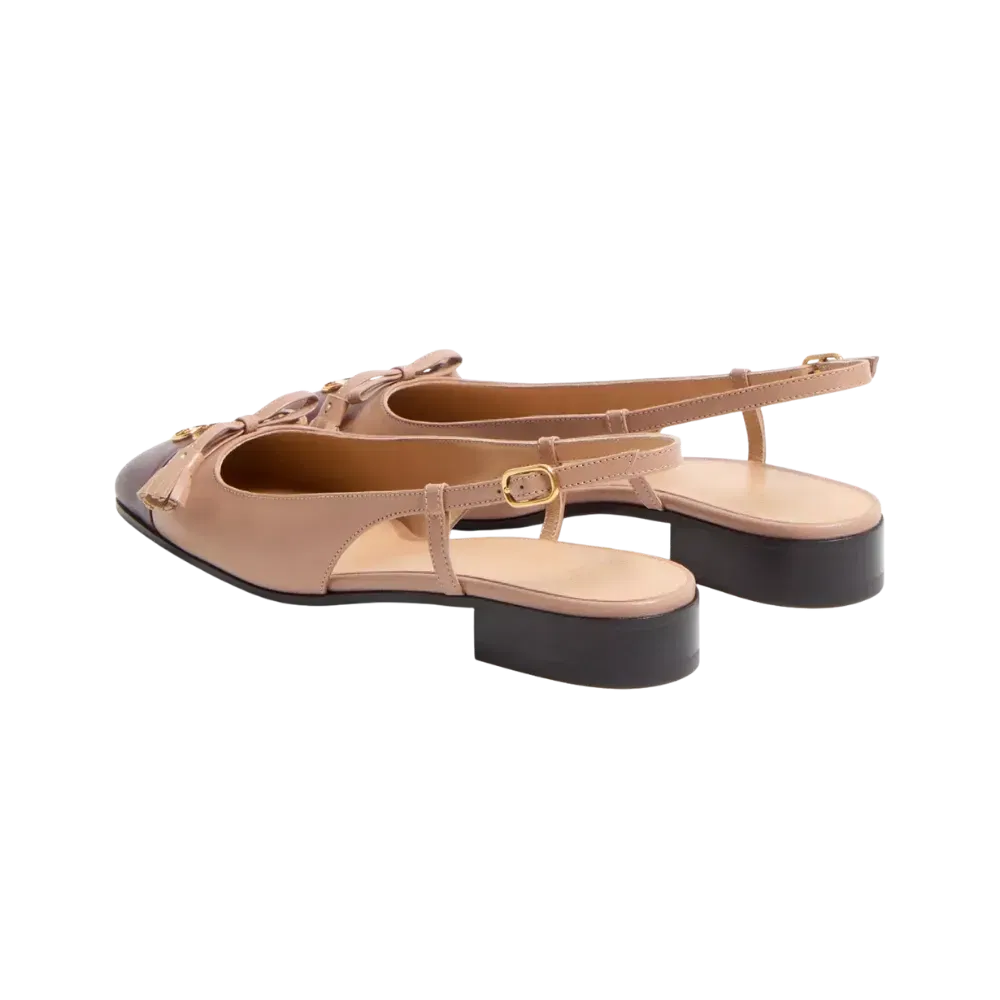 Valentino Valet Du Roi Kid Slingback Ballerina 25mm Rose Cannelle