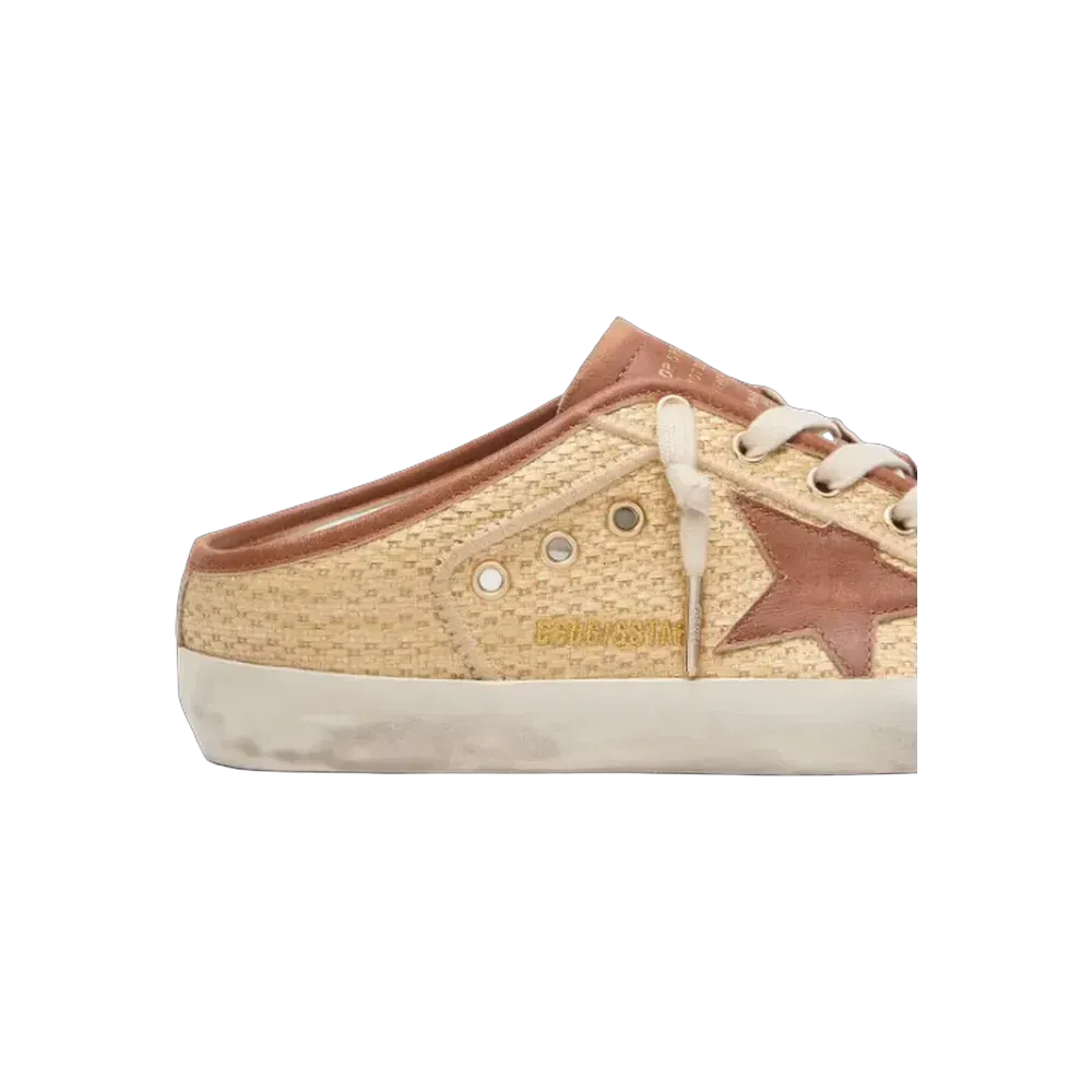 Golden Goose Super-Star Sabots In Raffia With Brick-Red Star